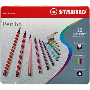 Boîte métal x 20 feutres de dessin STABILO Pen 68 ARTY