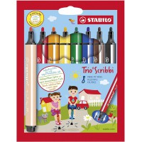 Etui carton x 8 feutres de coloriage STABILO Trio Scribbi