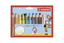 Etui carton x 10 crayons multi-talents STABILO woody 3 in 1 + 1 taille-crayon