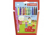 Etui carton x 12 feutres de coloriage STABILO Trio A-Z - coloris assortis dont 2 fluo