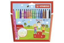 Etui carton x 18 feutres de coloriage STABILO Trio A-Z - coloris assortis dont 3 fluo