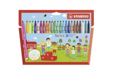 Etui carton x 24 feutres de coloriage STABILO Trio A-Z - coloris assortis dont 4 fluo