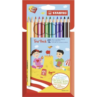 Etui carton x 12 crayons de couleur STABILO Trio + 1 taille-crayon