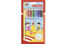 Etui carton x 12 crayons de couleur STABILO Trio + 1 taille-crayon