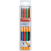 Stylo encre gel - STABILO pointVisco - pochette 4 stylos - noir / bleu / rouge / vert