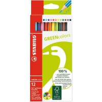 Crayon de coloriage - STABILO GREENcolors - etui carton de 12 crayons de couleur - Coloris assortis