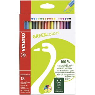 Etui carton x 18 crayons de couleur STABILO GREENcolors