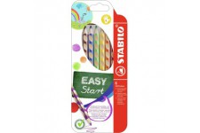 Etui carton x 6 crayons de couleur STABILO EASYcolors gaucher - jaune + orange + rouge + bleu foncé + vert clair + marron