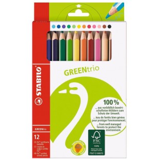 Etui carton x 12 crayons de couleur STABILO GREENtrio