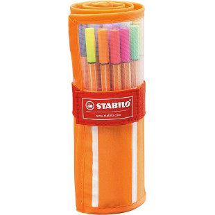 Stylo feutre pointe fine - STABILO point 88 - Rollerset de 30 stylos-feutres - dont 5 couleurs fluos