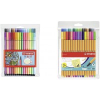 Pochette x 30 feutres de dessin STABILO Pen 68 - coloris assortis dont 6 fluo