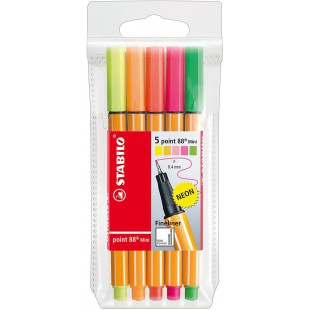 Stabilo Point 88 mini pochette de 5 stylos-feutre FLUO