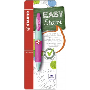Porte-mine ergonomique - STABILO EASYergo 1.4 - 1 stylo + 3 mines HB - Droitier - rose/vert