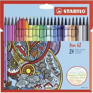 Etui carton x 24 feutres de dessin STABILO Pen 68