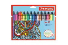 Feutre a  dessin - STABILO Pen 68 - etui carton x 30 feutres pointe moyenne - Coloris assortis