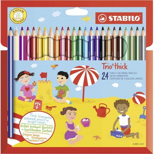 Stabilo Trio Dick Crayons de couleur triangulaires epais 24er Set Mehrfarbig