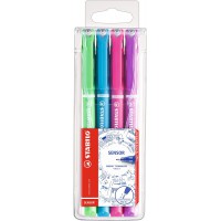 STABILO SENSOR - Pochette de 4 stylos-feutres pointe extra-fine sur amortisseur - Couleurs fun