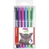 Stylo feutre pointe fine - STABILO SENSOR - Pochette COLORTANGLE 6 stylos-feutres - Coloris assortis