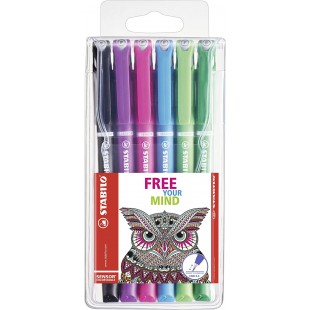 Stylo feutre pointe fine - STABILO SENSOR - Pochette COLORTANGLE 6 stylos-feutres - Coloris assortis