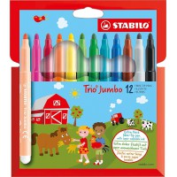 Etui carton x 12 feutres de coloriage STABILO Trio Jumbo