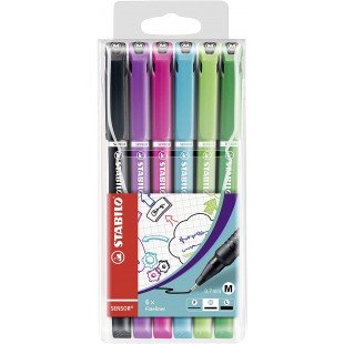 Stylo feutre - STABILO SENSOR M - Pochette de 6 stylos-feutres pointe moyenne - Couleurs assorties