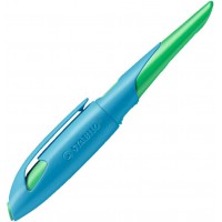 Stabilo Easy Birdy Stylo plume ergonomique pour droitier avec plume A pour debutant Bleu ciel/vert gazon - Stylo unique - Encre 