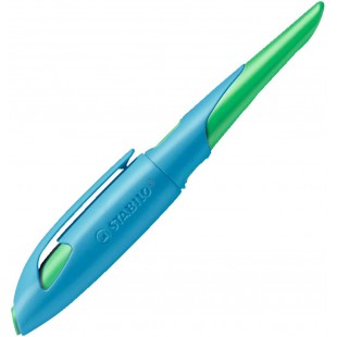 Stabilo Easy Birdy Stylo plume ergonomique pour droitier avec plume A pour debutant Bleu ciel/vert gazon - Stylo unique - Encre 