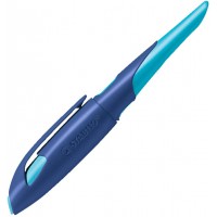 Stabilo EASYbirdy Stylo plume ergonomique pour droitier avec plume A pour debutant Bleu nuit/bleu azur - Stylo unique - Cartouch