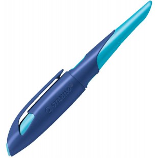 Stabilo EASYbirdy Stylo plume ergonomique pour droitier avec plume A pour debutant Bleu nuit/bleu azur - Stylo unique - Cartouch