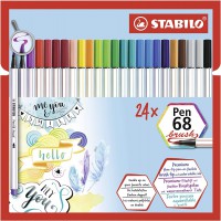 Feutre pinceau - STABILO Pen 68 brush- Pochette x 24 feutres- coloris assortis