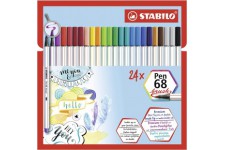 Feutre pinceau - STABILO Pen 68 brush- Pochette x 24 feutres- coloris assortis