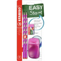 STABILO EASYgraph S Kit scolaire pour droitier avec taille-crayon et gomme Rose