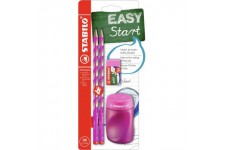 STABILO EASYgraph S Kit scolaire pour droitier avec taille-crayon et gomme Rose