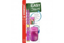 STABILO EASYgraph S Kit scolaire pour gaucher avec taille-crayon et gomme Rose