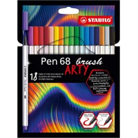 Feutre pinceau - STABILO Pen 68 brush -Etui carton x 18 feutres -gamme ARTY