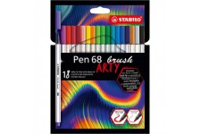 Feutre pinceau - STABILO Pen 68 brush -Etui carton x 18 feutres -gamme ARTY