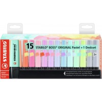 Surligneur STABILO BOSS ORIGINAL Pastel - Set de bureau x 15 BOSS ORIGINAL Pastel