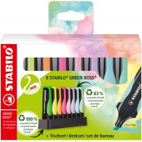 Surligneur STABILO GREEN BOSS - Set de bureau x 8 surligneurs ecoresponsables