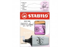 Etui carton x 3 surligneurs STABILO BOSS MINI Pastellove 2.0 - gris + mauve + abricot