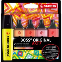 Etui carton x 5 surligneurs STABILO BOSS ORIGINAL ARTY - couleurs chaudes