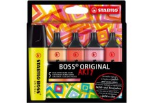 Etui carton x 5 surligneurs STABILO BOSS ORIGINAL ARTY - couleurs chaudes