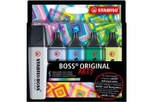 Etui carton x 5 surligneurs STABILO BOSS ORIGINAL ARTY - couleurs froides