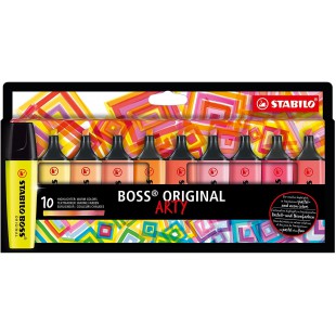 Etui carton x 10 surligneurs STABILO BOSS ORIGINAL ARTY - couleurs chaudes