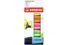 Etui carton x 5 surligneurs STABILO BOSS MINI - bleu + vert + rose + orange + jaune