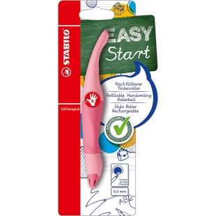 Stabilo Easy Stylo a  bille ergonomique pour droitier Couleur pastel rouge rose Stylo unique Encre bleue effacable Avec cartouch