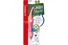 Stabilo Easy Stylo a  bille ergonomique pour gaucher Couleur pastel rouge rose Stylo unique Encre bleue effacable Avec cartouche