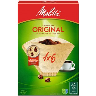 Melitta 4006508123834 Filtre Cornet Papier bte40 Brun 1x6, Incolore, Taille Unique