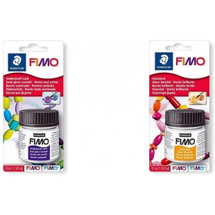Staedtler FIMO 8705, Vernis mat satine pour pate FIMO, Resistant aux intemperies et aux UV & FIMO 8704, Vernis brilla
