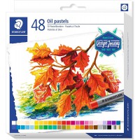 Staedtler Pastels a  l'huile de tres haute qualite, Couleurs profondes et resistantes a  l'eau, etui carton avec 48 couleurs ass