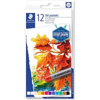 Staedtler Pastels a  l'huile de tres haute qualite, Couleurs profondes et resistantes a  l'eau, etui carton avec 12 couleurs ass